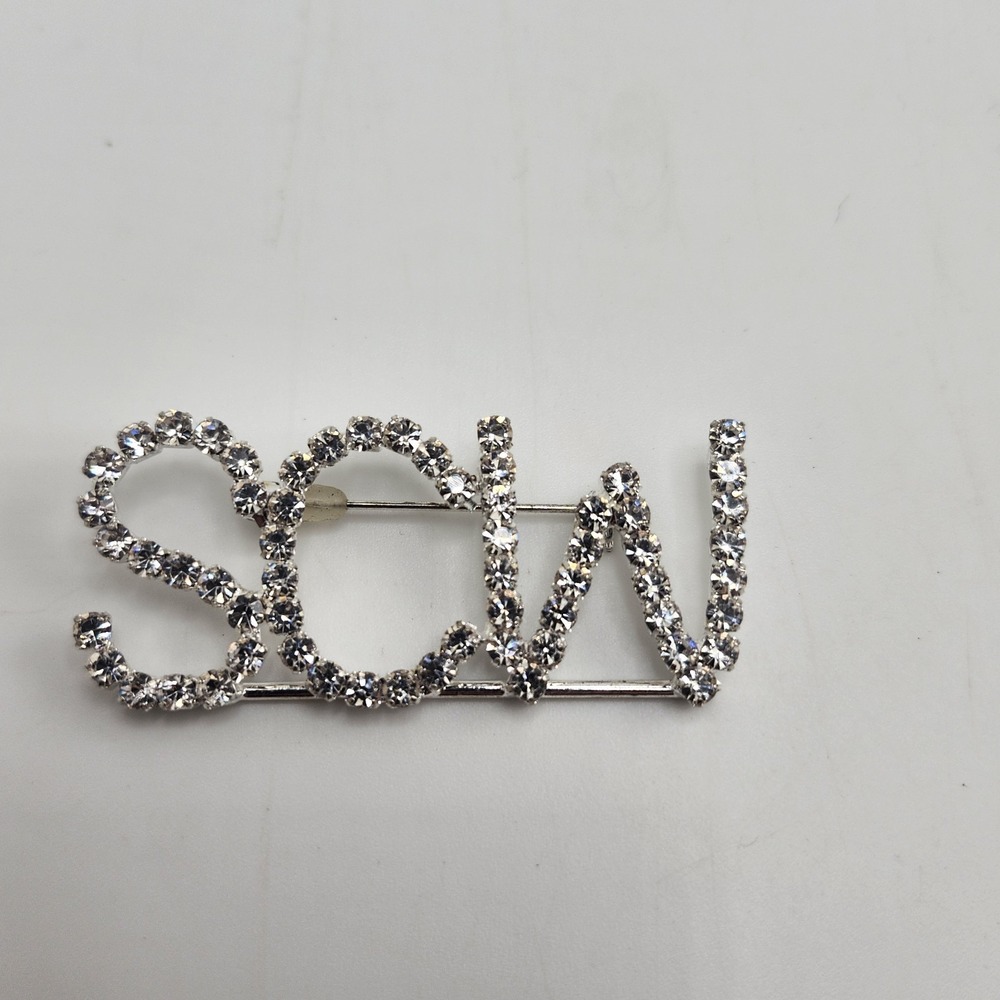 Vintage Rhinestone SCW Initials Brooch‎